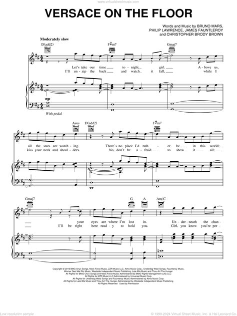 versace on the floor spartito testo|Versace On The Floor Sheet Music by Bruno Mars for .